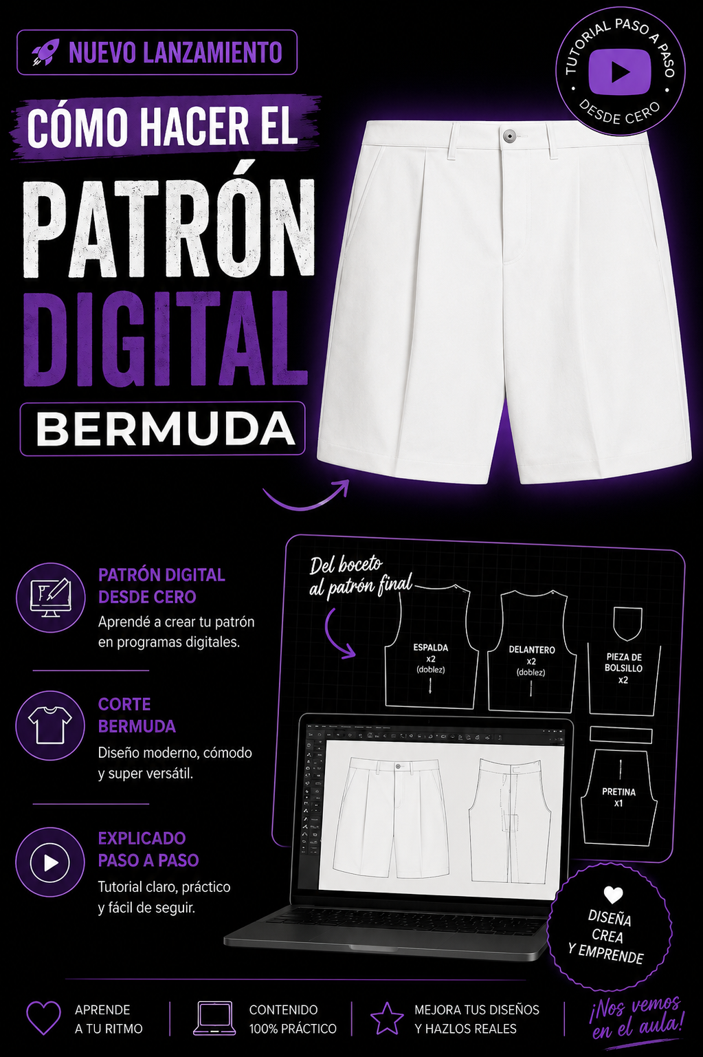 curso de patronaje digital de bermuda